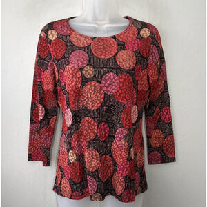 Easy Care Floral Stretch Top Size Small Artsy Whimsigoth Y2K Travel Dopamine